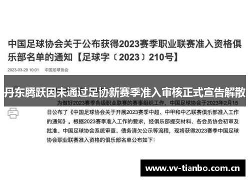 丹东腾跃因未通过足协新赛季准入审核正式宣告解散
